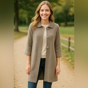 Boden Taupe Gray Knit Button Cardigan Cashmere Angora Blend Luxury Classy 12